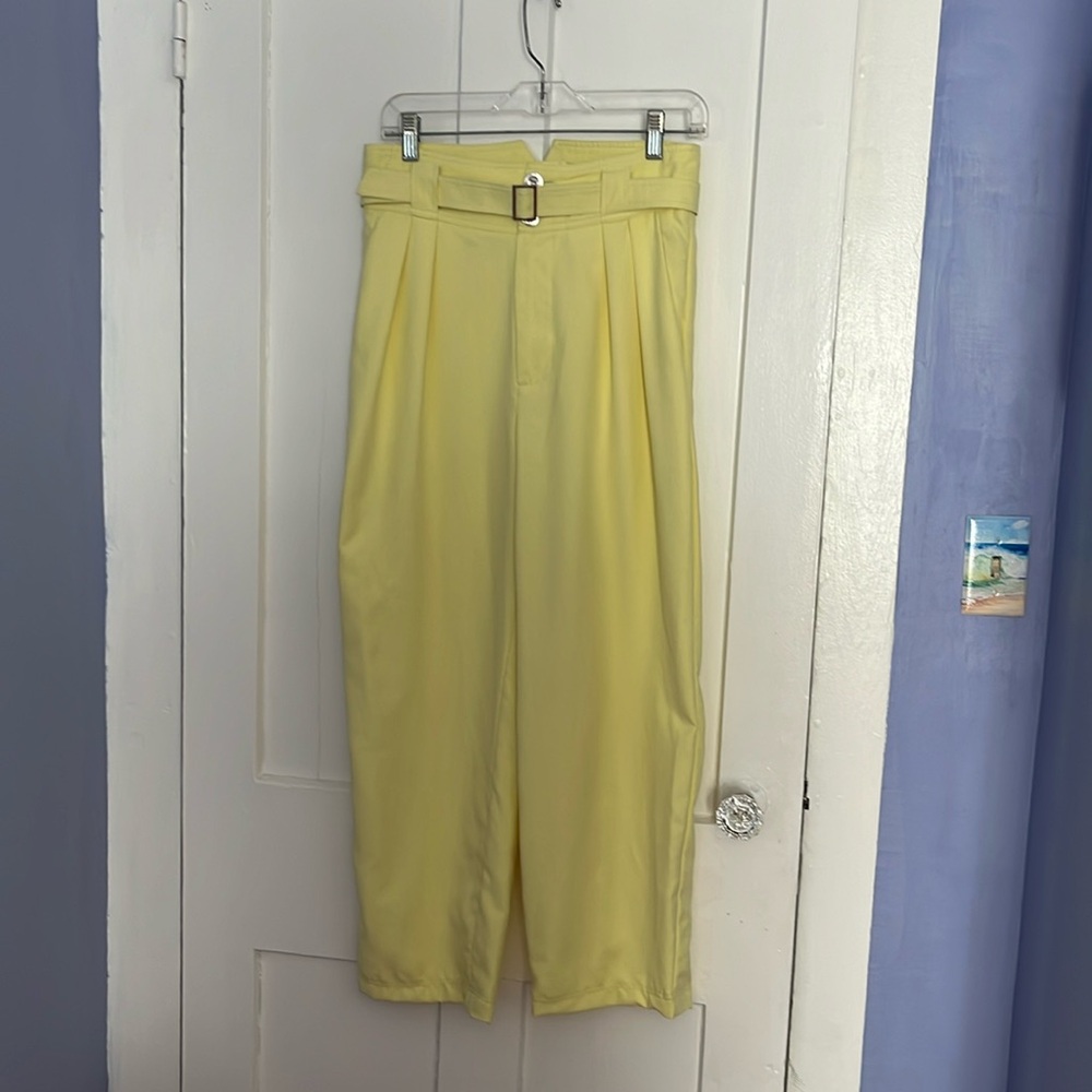Simon Miller yellow Galen pants with pleats and pockets and belt